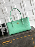 OHANEL 26S Crocodile Patterned Leather Handbag Green
