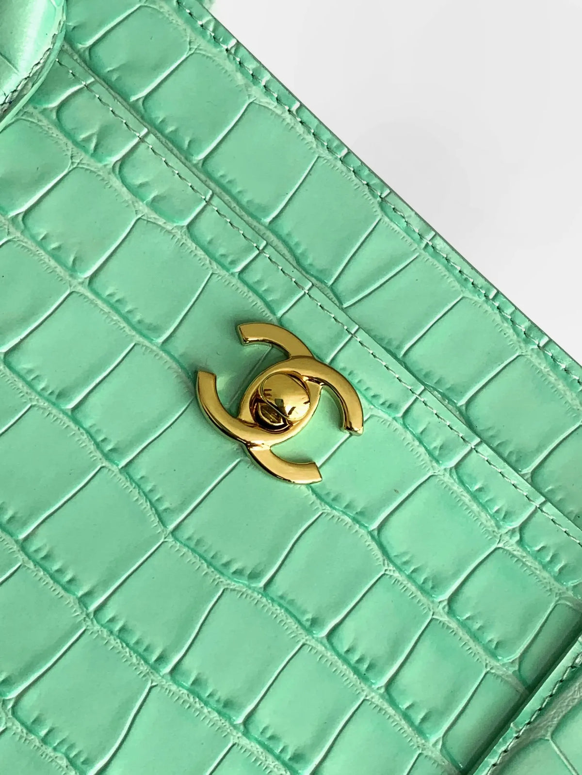 OHANEL 26S Crocodile Patterned Leather Handbag Green