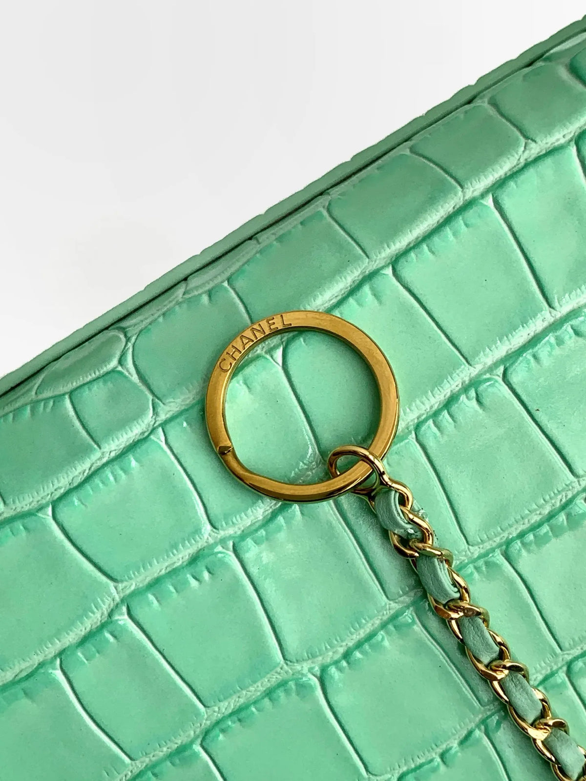 OHANEL 26S Crocodile Patterned Leather Handbag Green