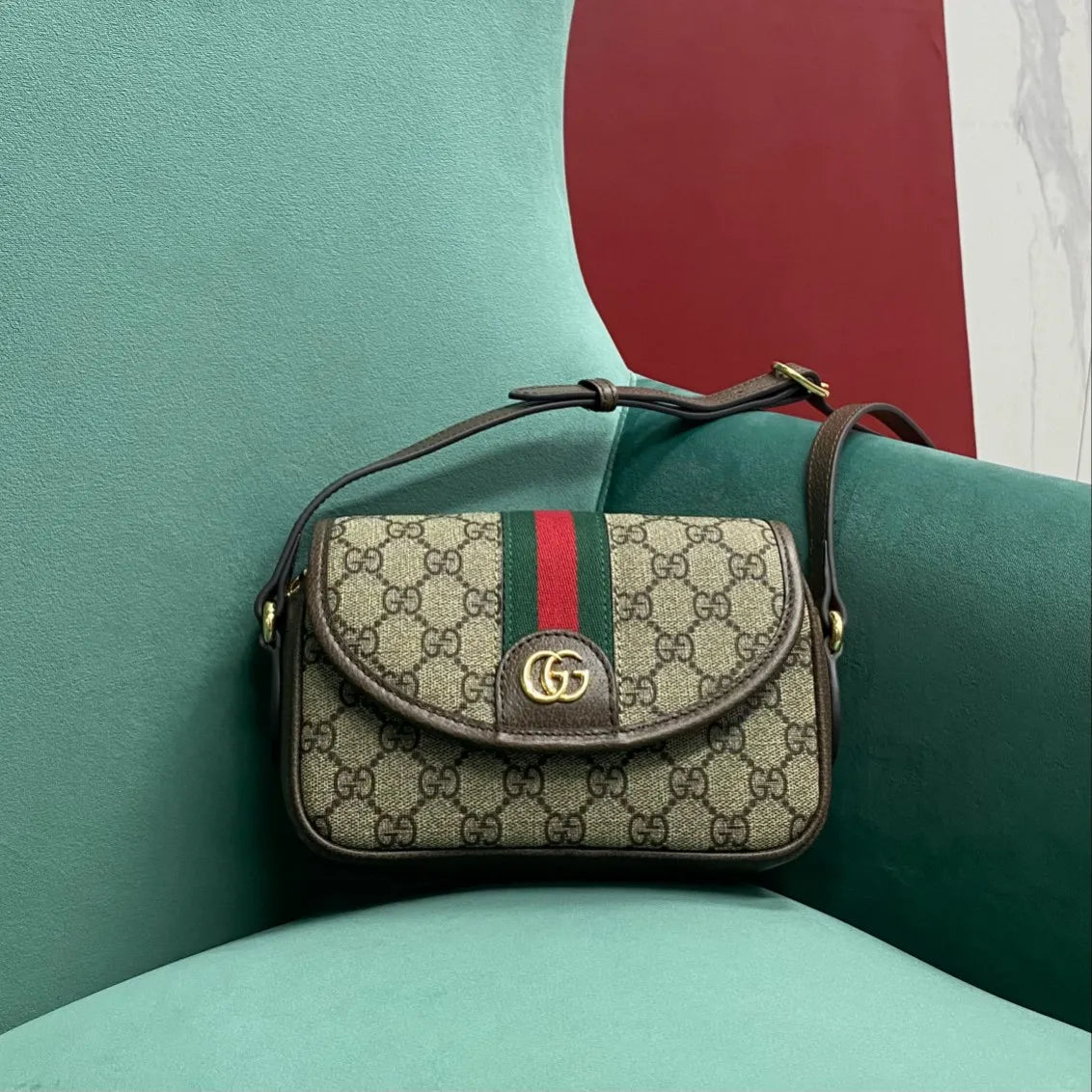Ophidia GG Supreme Canvas 7.5 in Shoulder Bag 772239