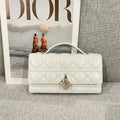Pearl Chain WOC Lambskin Clutch Bag Off-White