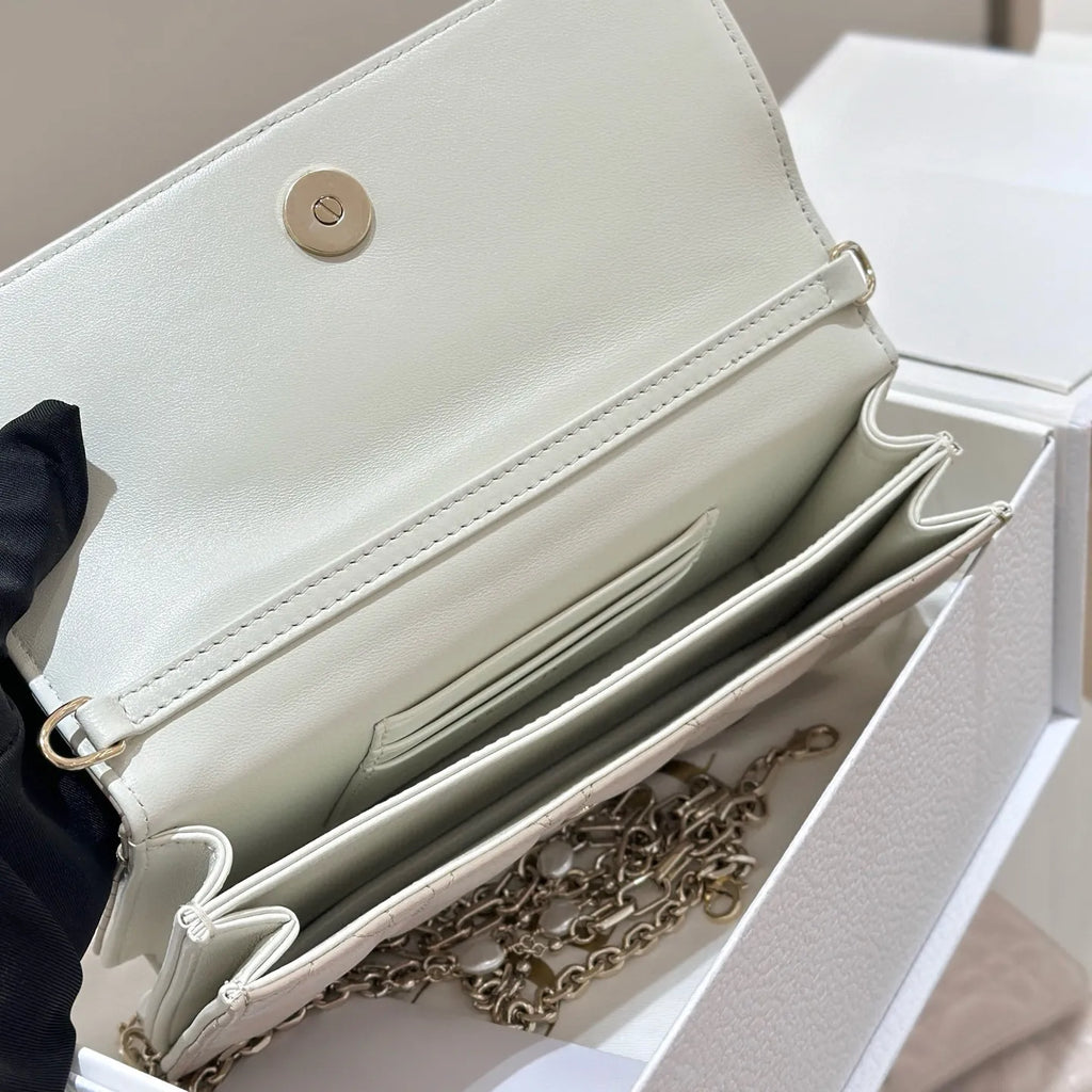 Pearl WOC Lambskin Clutch Shoulder Bag