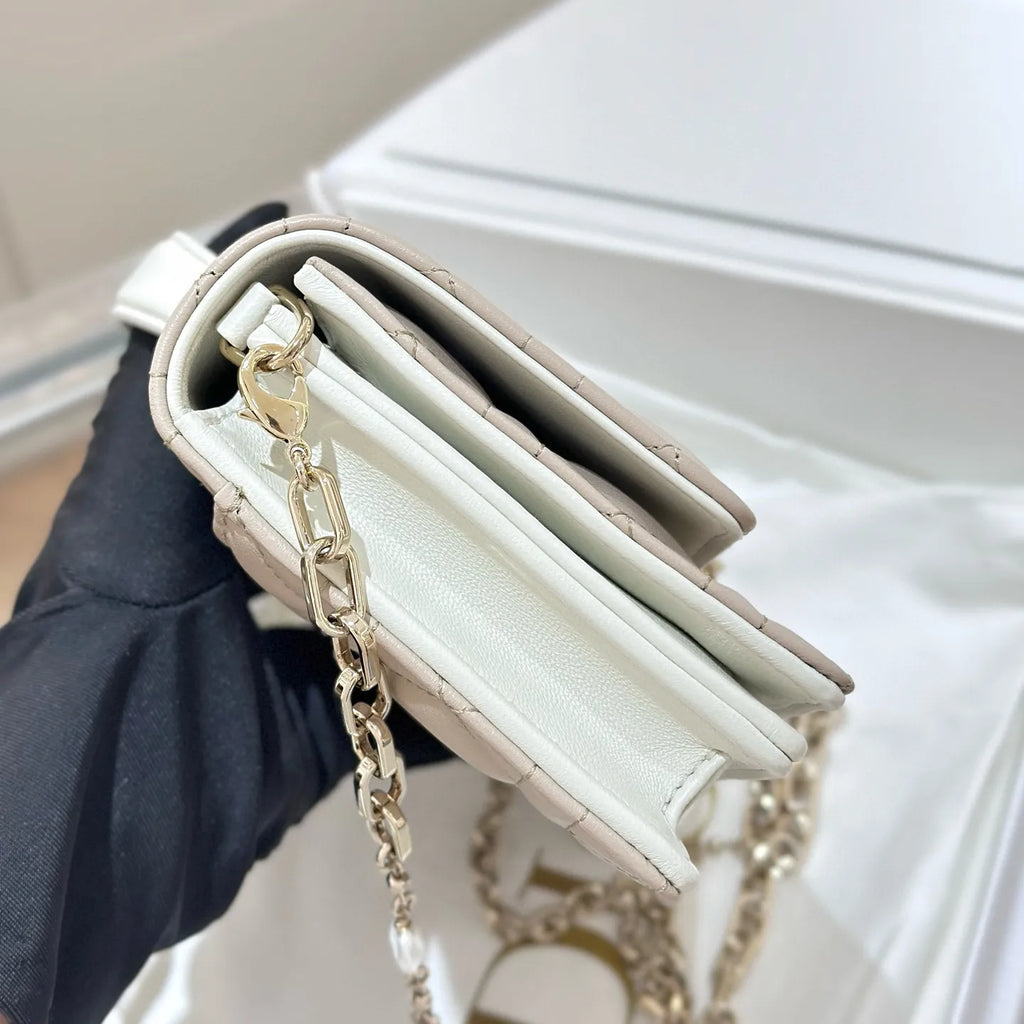 Pearl WOC Lambskin Clutch Shoulder Bag