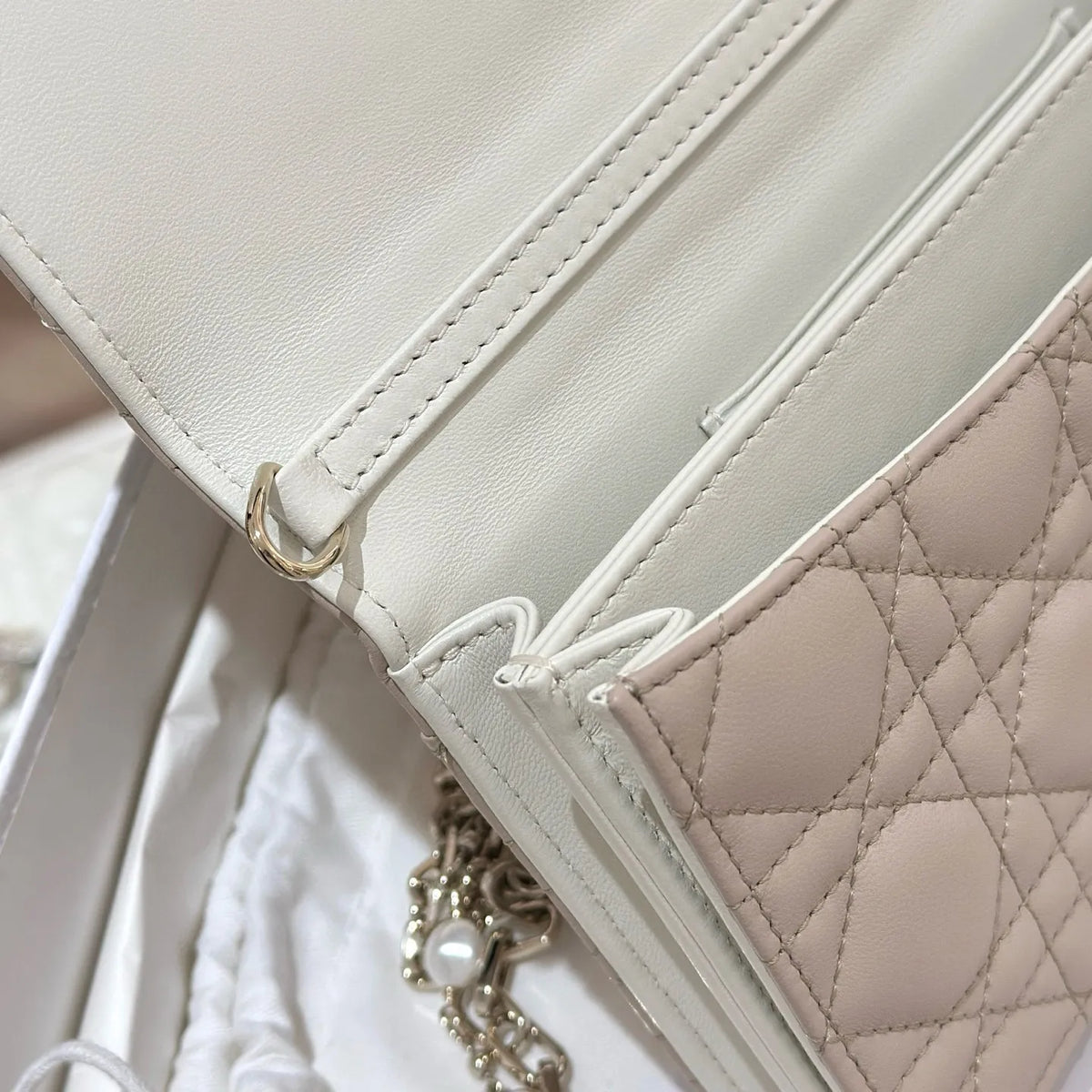 Pearl WOC Lambskin Clutch Shoulder Bag