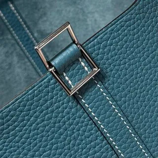 Picotin 18 TC Clemence Leather Bucket Bag Blue Jean