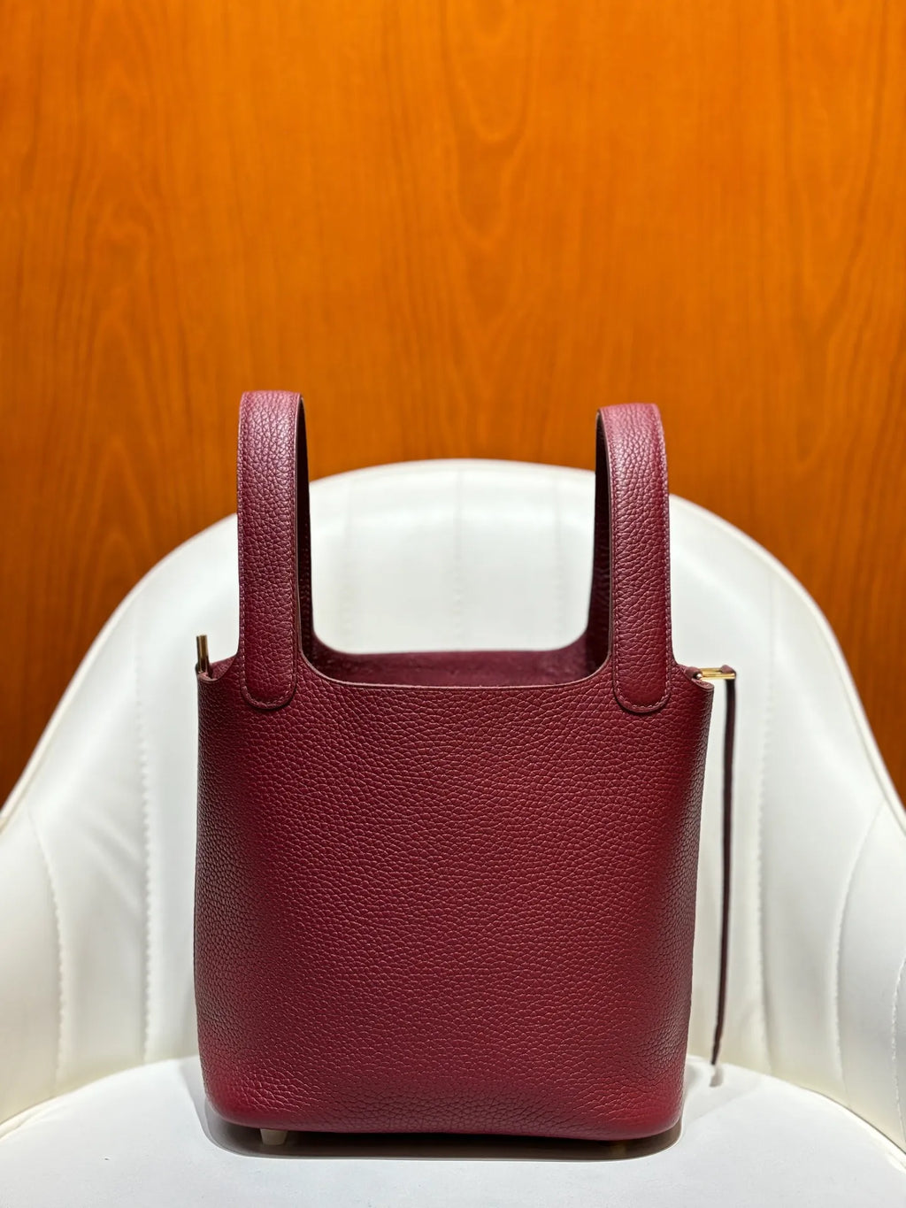 Picotin 18 TC Clemence Leather Bucket Bag Bordeaux Red