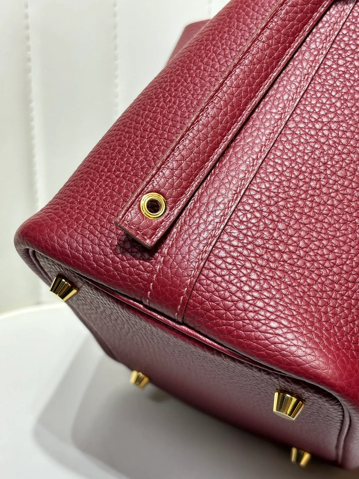 Picotin 18 TC Clemence Leather Bucket Bag Bordeaux Red
