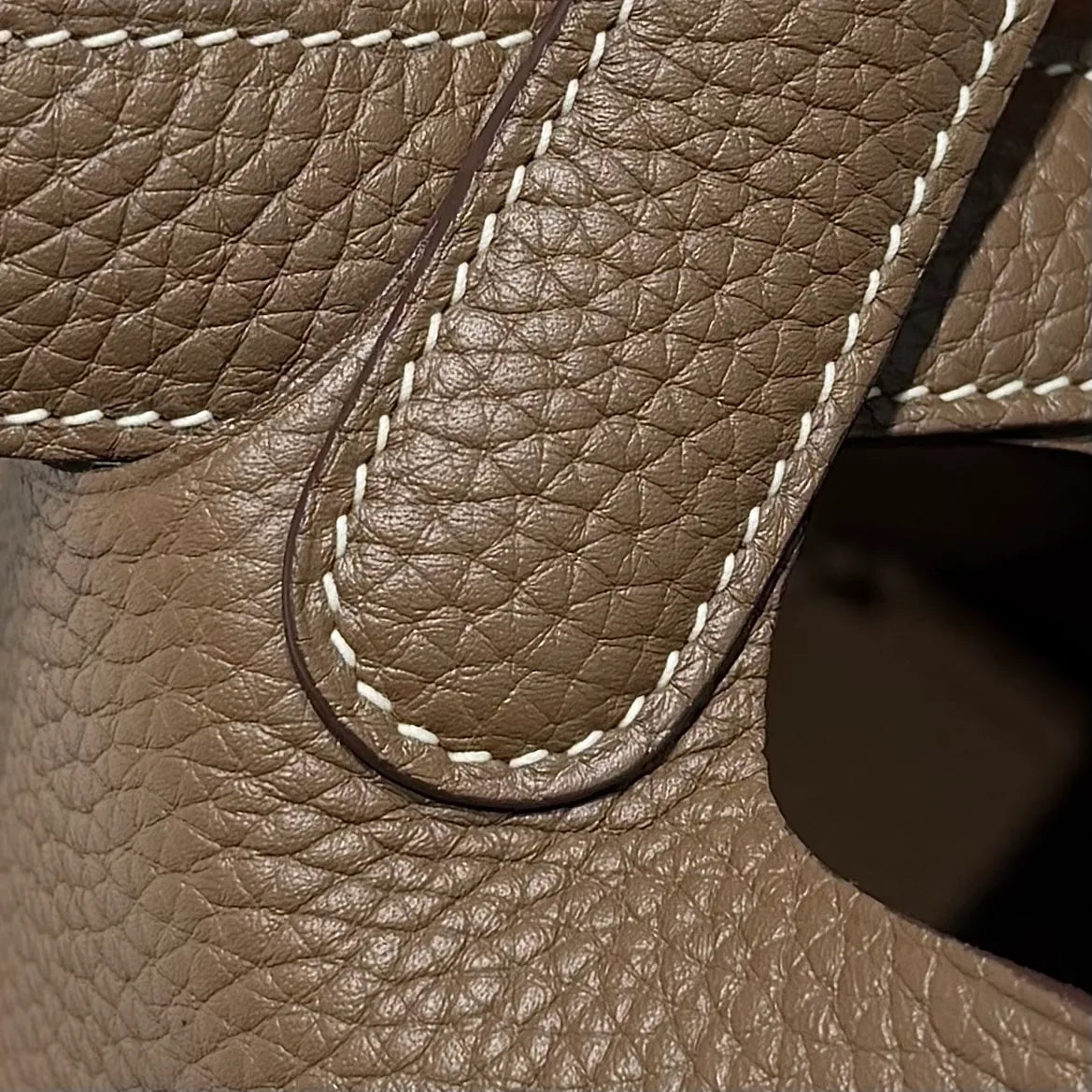 Picotin 18 TC Clemence Leather Bucket Bag Etoupe