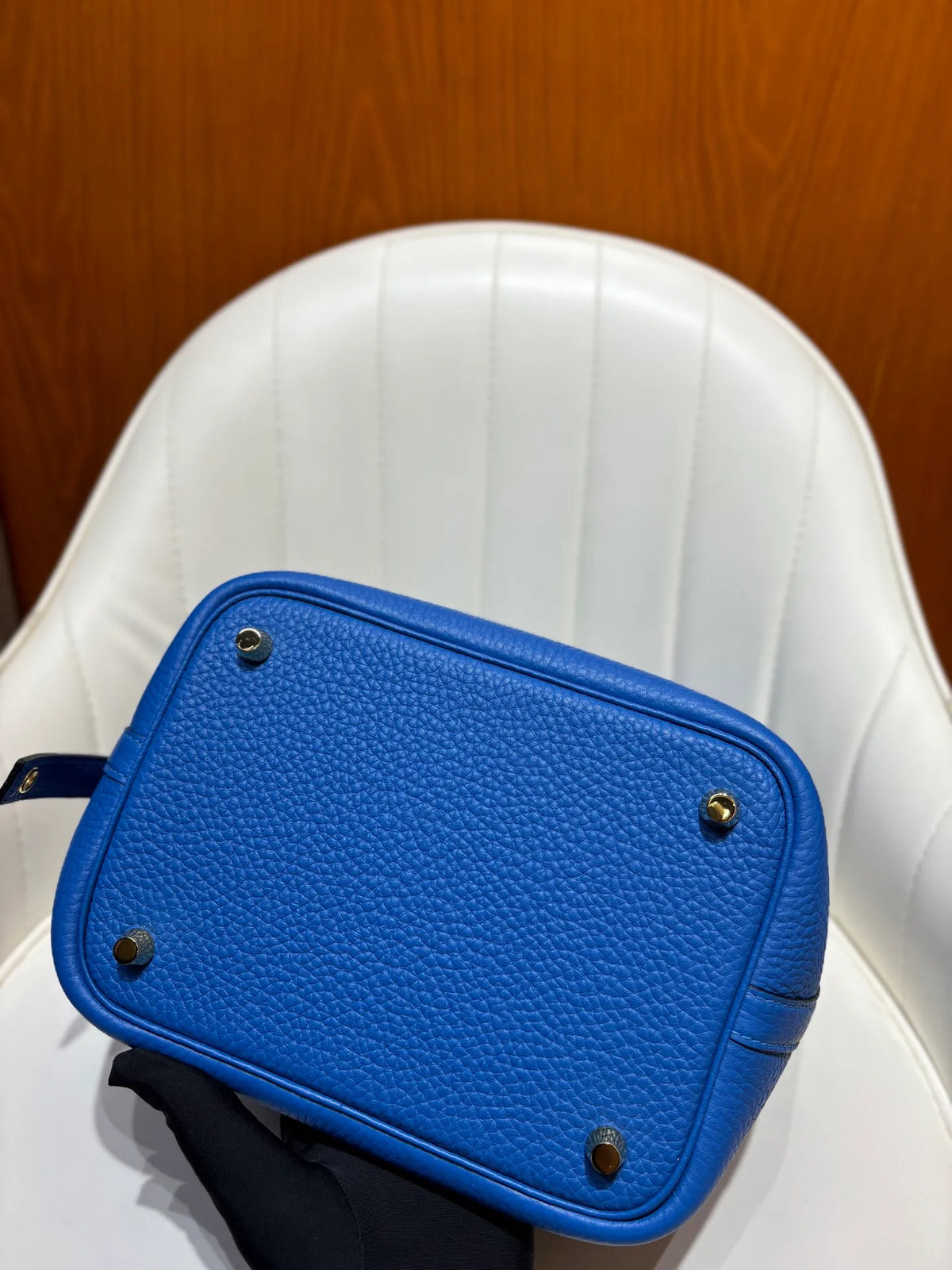 Picotin 18 TC Clemence Leather Bucket Bag French Blue