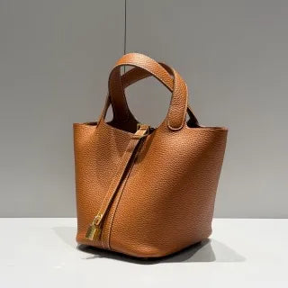 Picotin 18 TC Clemence Leather Bucket Bag Gold