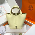 Picotin 18 TC Clemence Leather Bucket Bag Jaune Milton