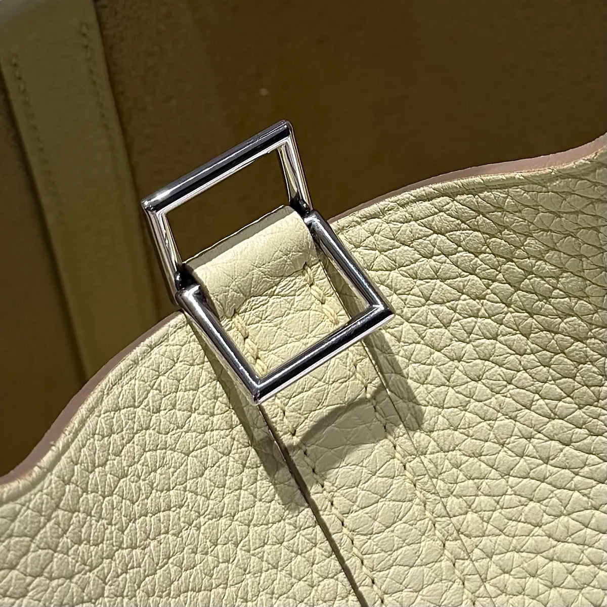 Picotin 18 TC Clemence Leather Bucket Bag Jaune Milton