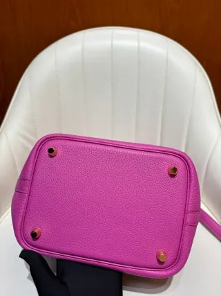 Picotin 18 TC Clemence Leather Bucket Bag Magnolia Pink