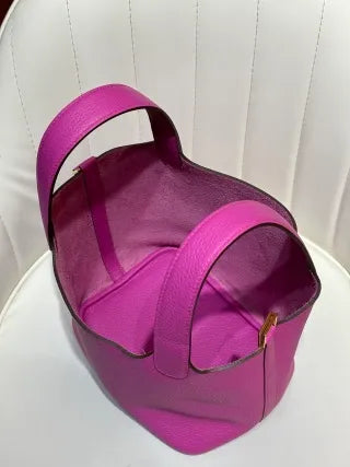 Picotin 18 TC Clemence Leather Bucket Bag Magnolia Pink