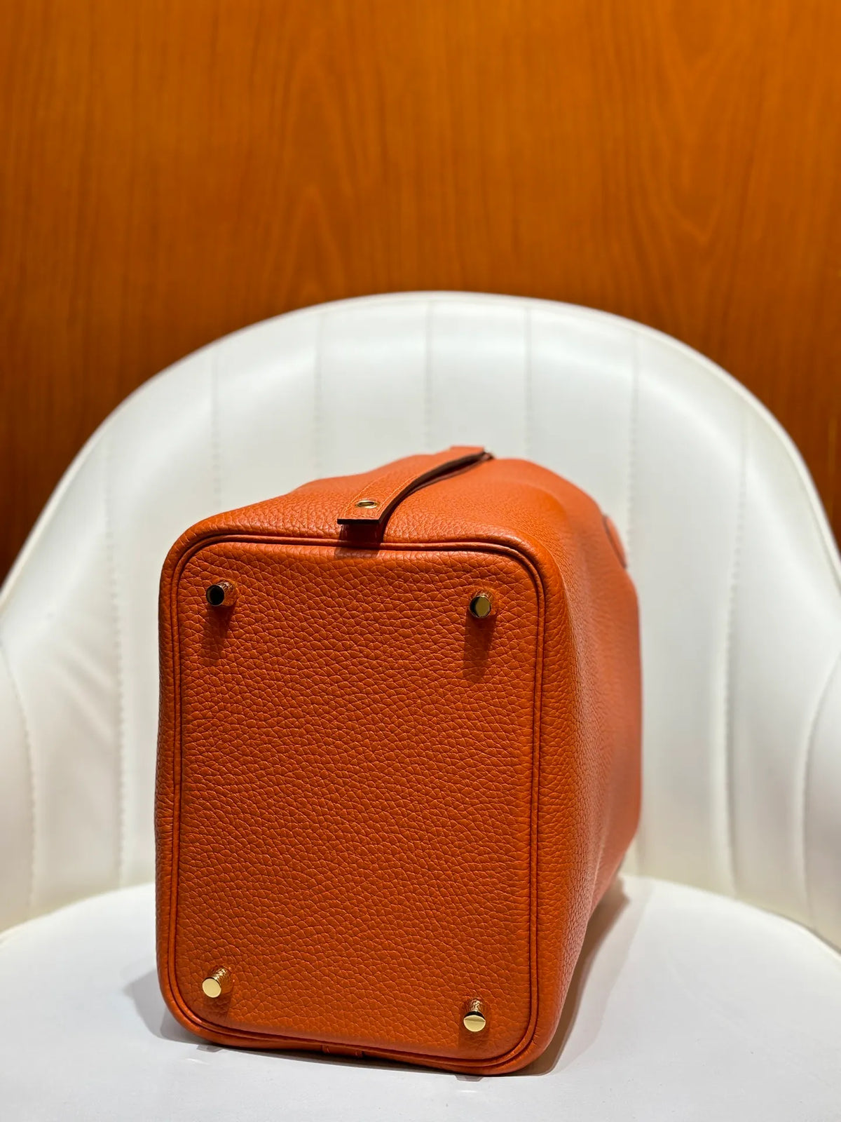 Picotin 18 TC Clemence Leather Bucket Bag Orange