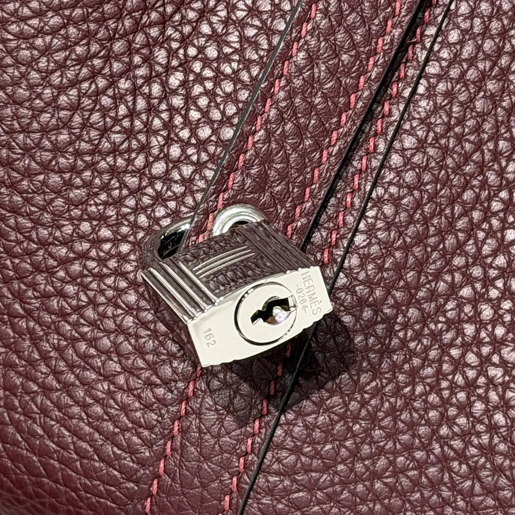 Picotin 18 TC Clemence Leather Bucket Bag Rouge Sellier