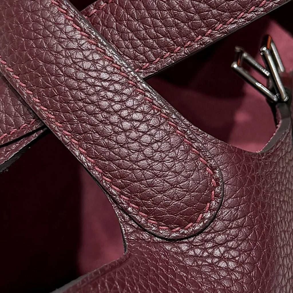 Picotin 18 TC Clemence Leather Bucket Bag Rouge Sellier