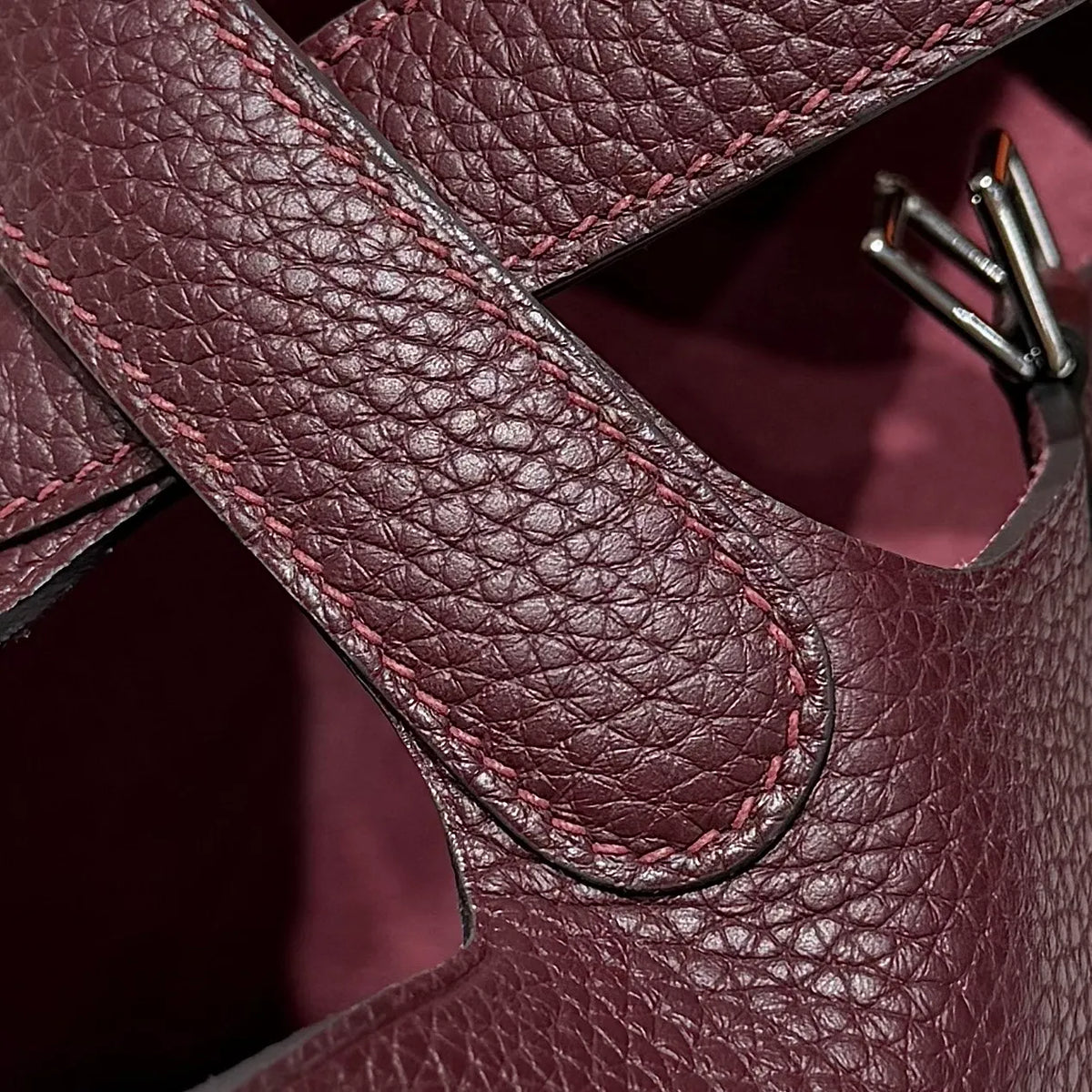 Picotin 18 TC Clemence Leather Bucket Bag Rouge Sellier