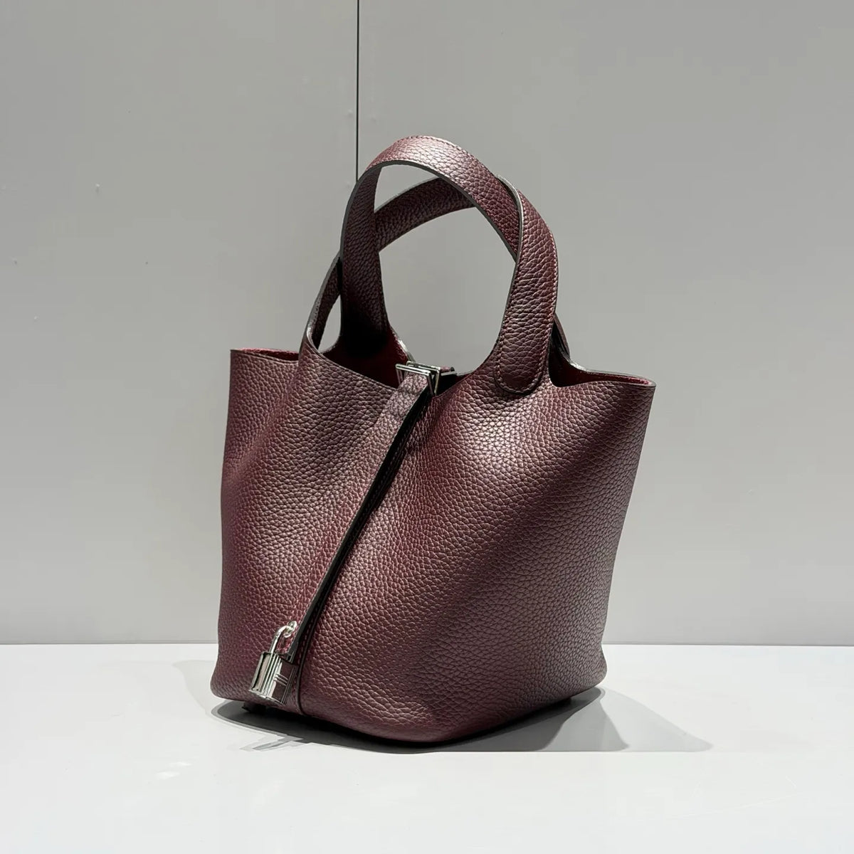 Picotin 18 TC Clemence Leather Bucket Bag Rouge Sellier