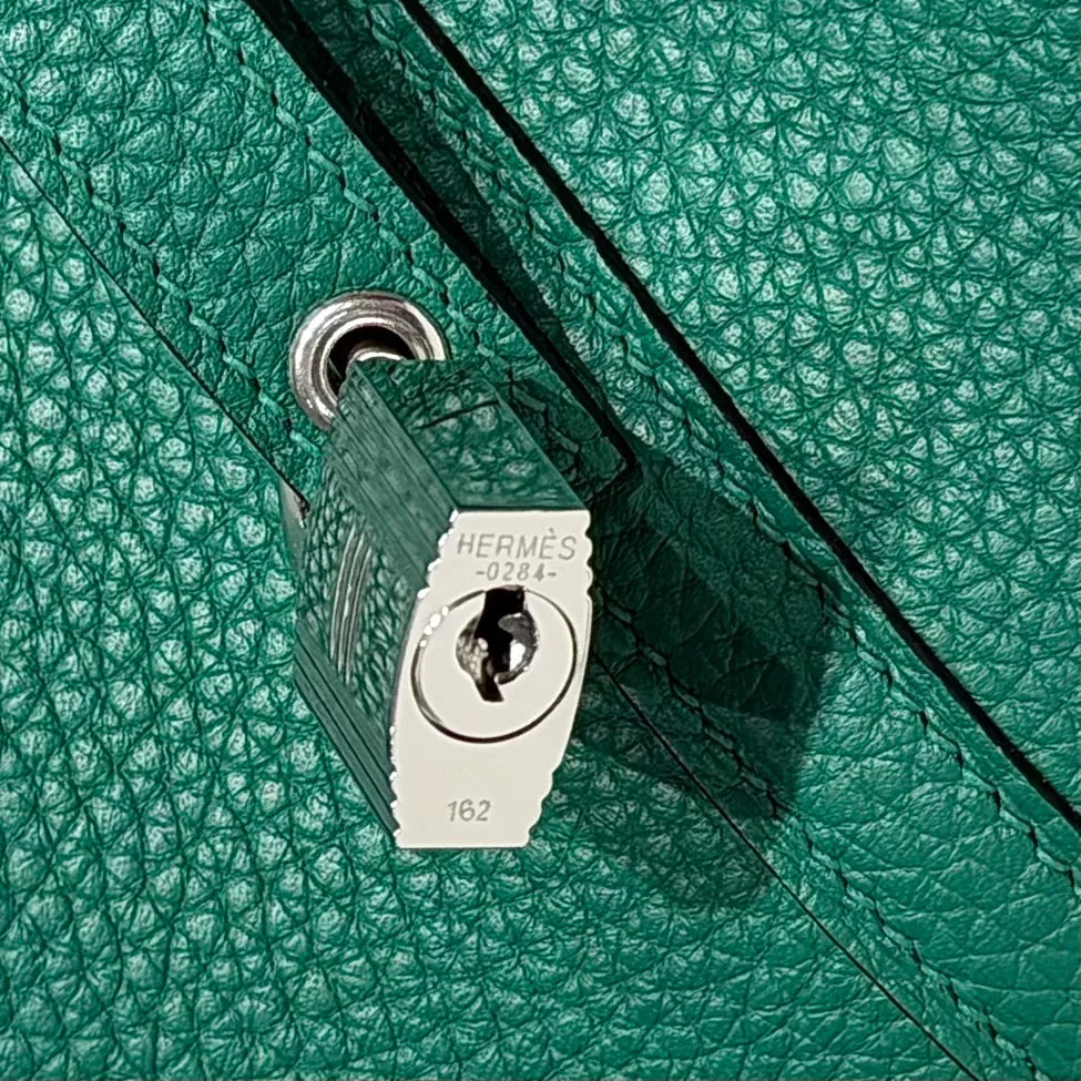 Picotin 18 TC Clemence Leather Bucket Bag Vert Vertigo
