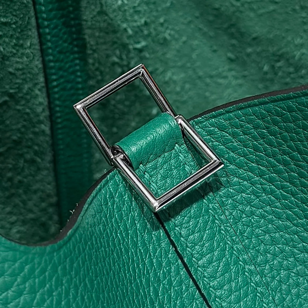 Picotin 18 TC Clemence Leather Bucket Bag Vert Vertigo