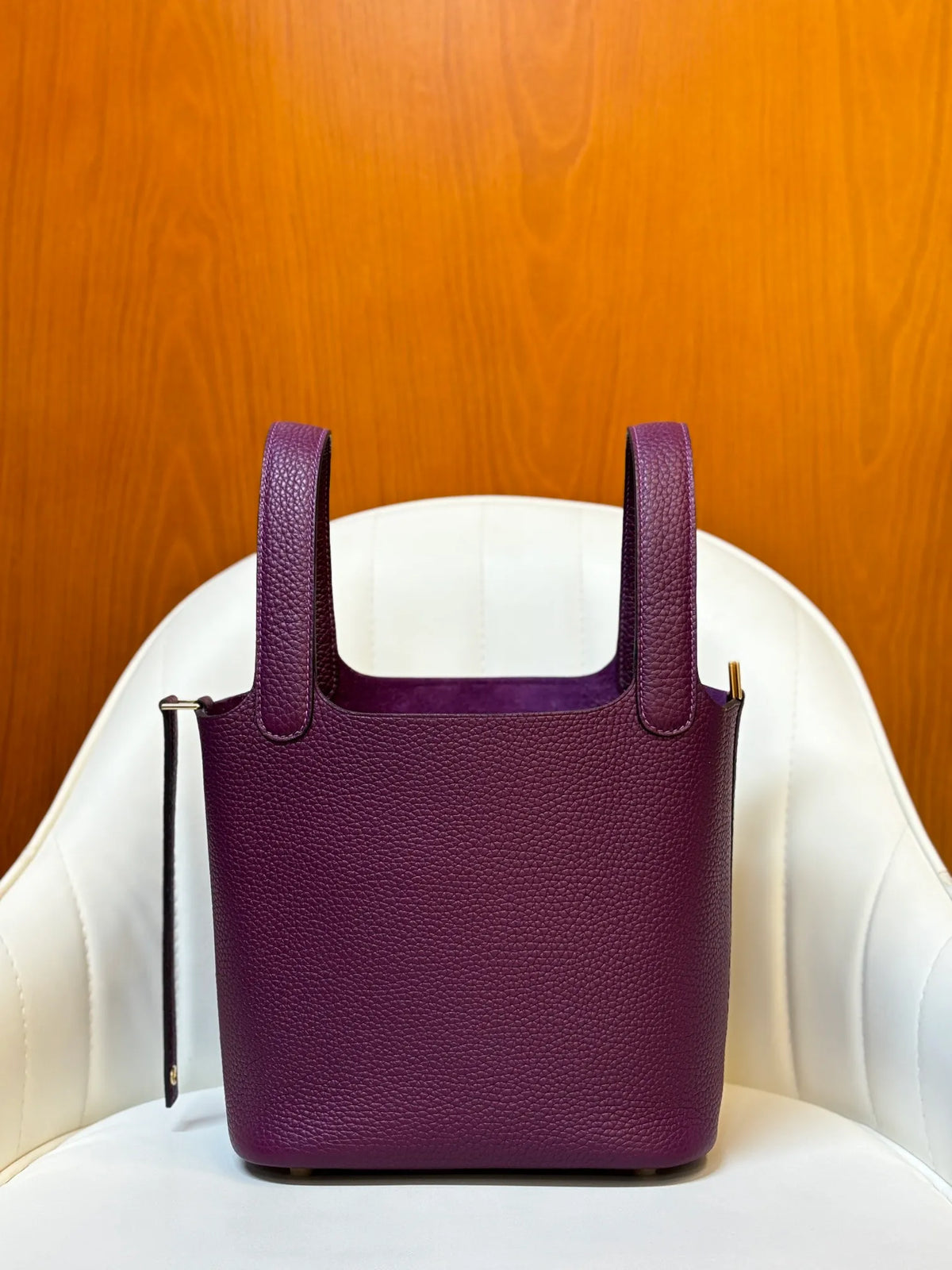Picotin 18 TC Leather Bucket Bag Anemone Purple