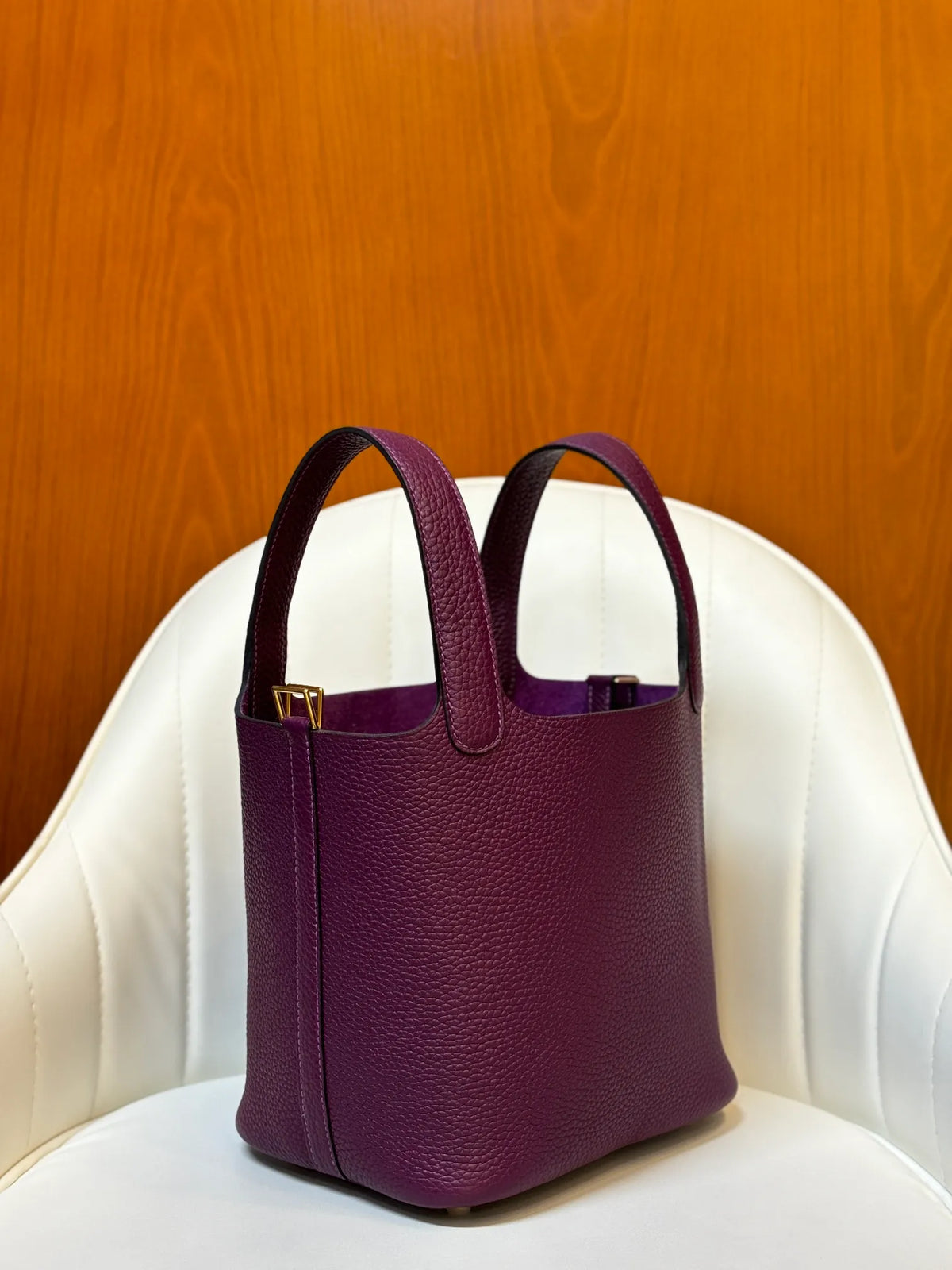 Picotin 18 TC Leather Bucket Bag Anemone Purple