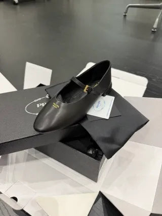 Prada Women's Mary Jane Dance Shoes French Calfskin Leather 340610