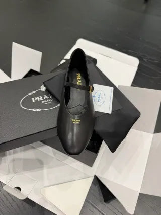 Prada Women's Mary Jane Dance Shoes French Calfskin Leather 340610
