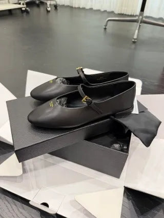 Prada Women's Mary Jane Dance Shoes French Calfskin Leather 340610