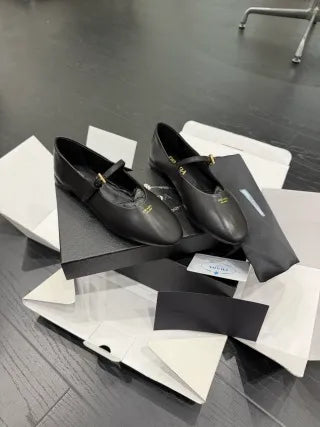Prada Women's Mary Jane Dance Shoes French Calfskin Leather 340610