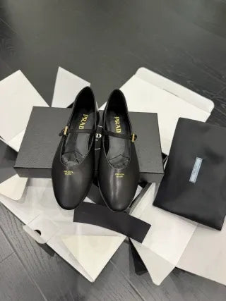 Prada Women's Mary Jane Dance Shoes French Calfskin Leather 340610
