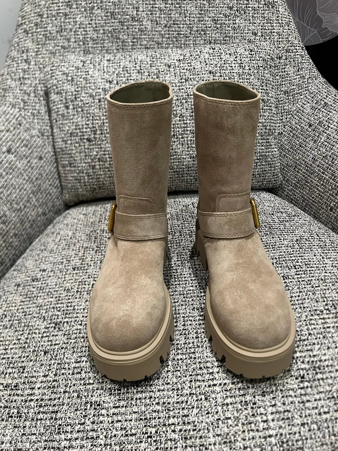Prada Women's Suede Platform Ankle Boots 2in