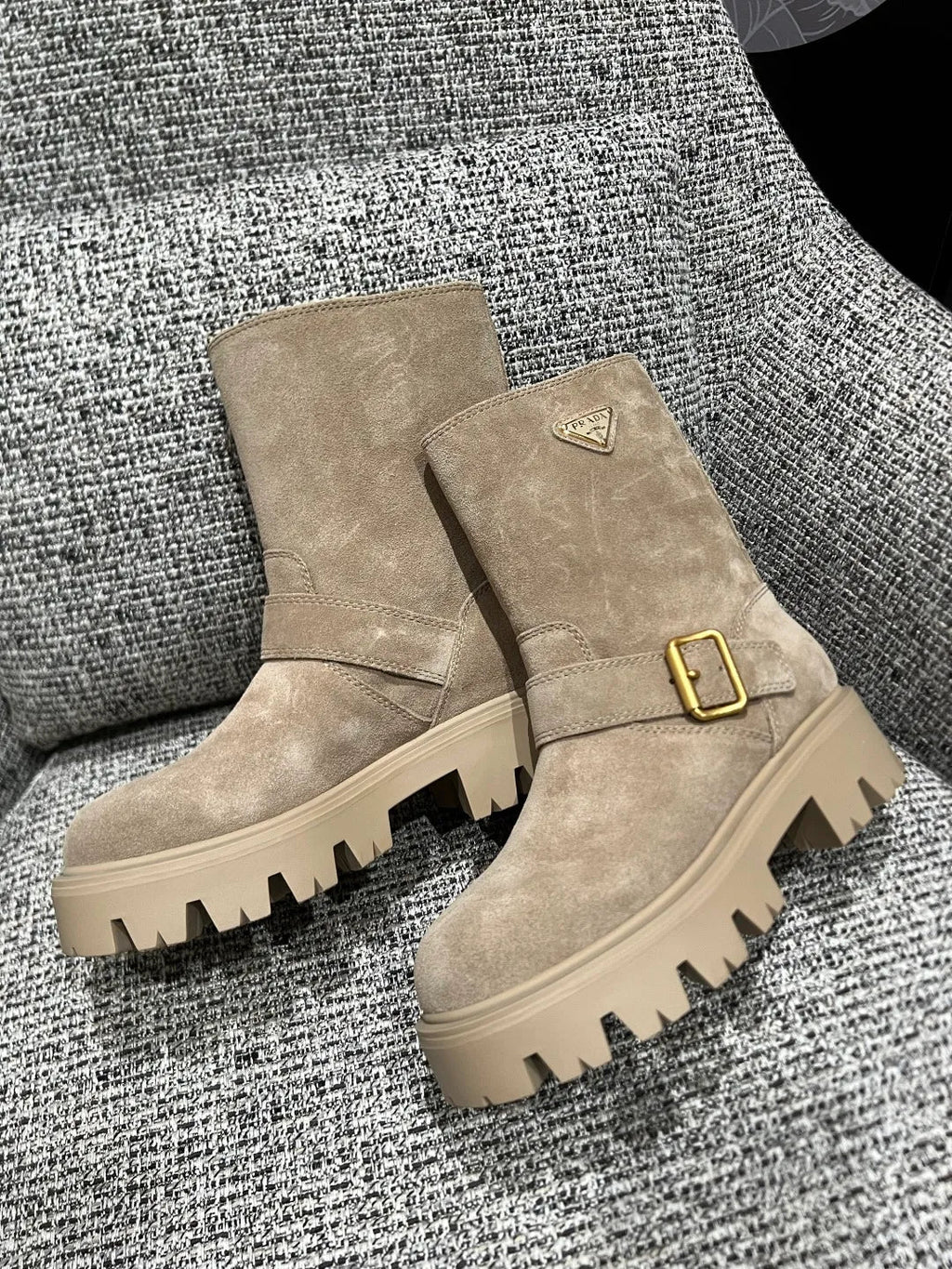Prada Women's Suede Platform Ankle Boots 2in