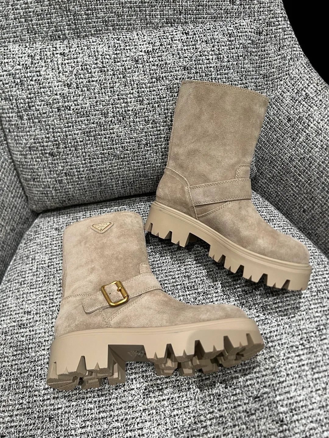 Prada Women's Suede Platform Ankle Boots 2in