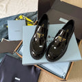 Prada Women's Triangle Logo Loafers Waxed Leather 385374