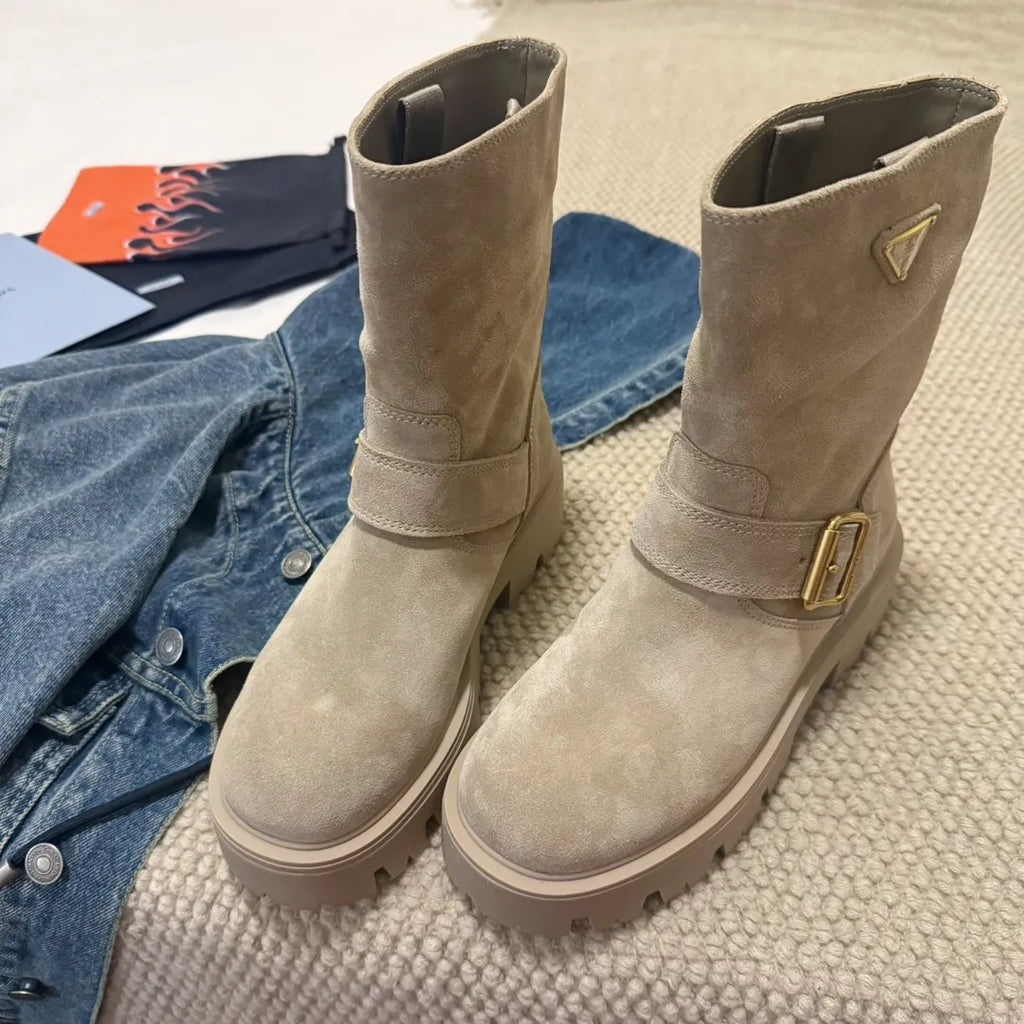 Prada Women's Vintage Zipper Shoes Deerskin
