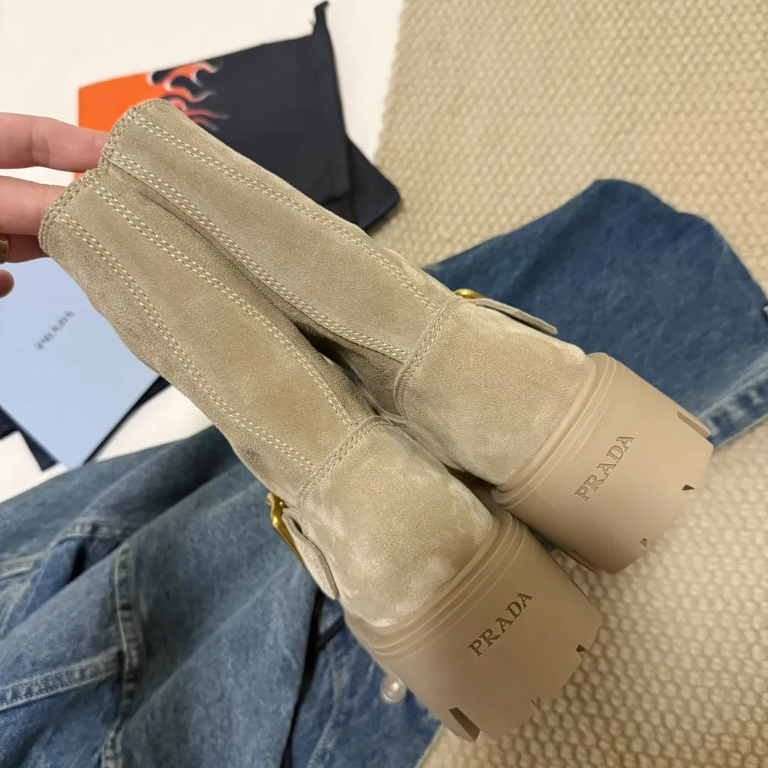 Prada Women's Vintage Zipper Shoes Deerskin