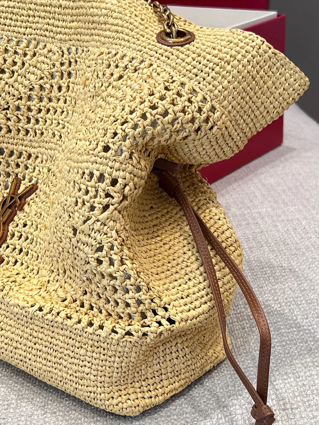 Raffia Chain Shoulder Strap Tote Bag 112550