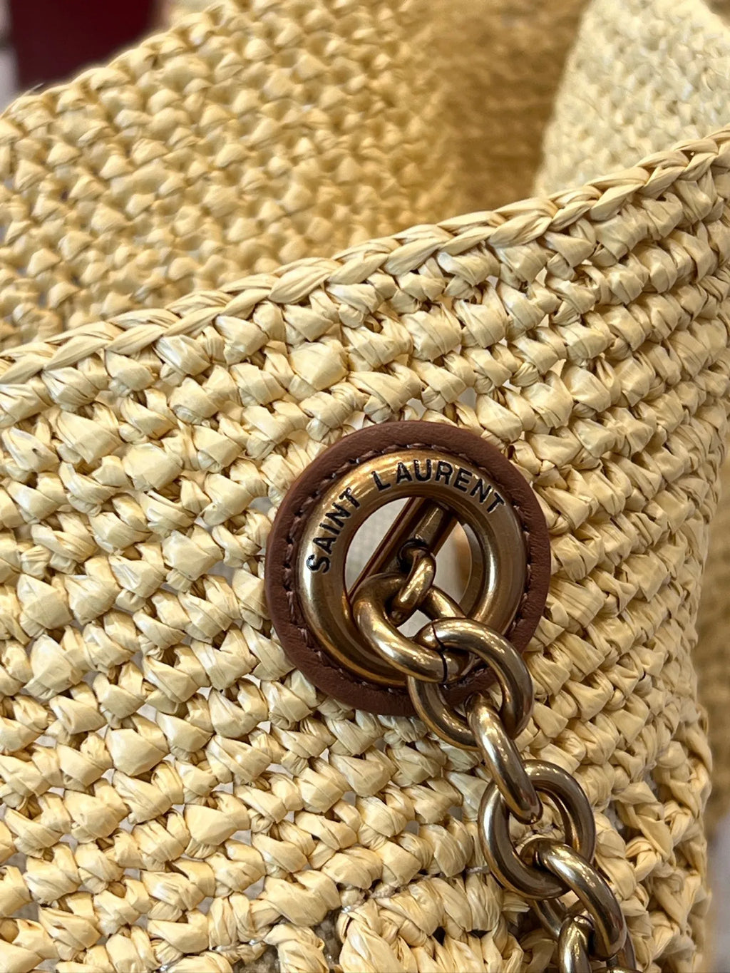 Raffia Chain Shoulder Strap Tote Bag 112550