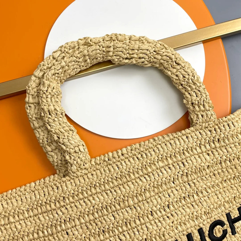 Rive Gauche 15.0 in Raffia Woven Tote Bag 688864