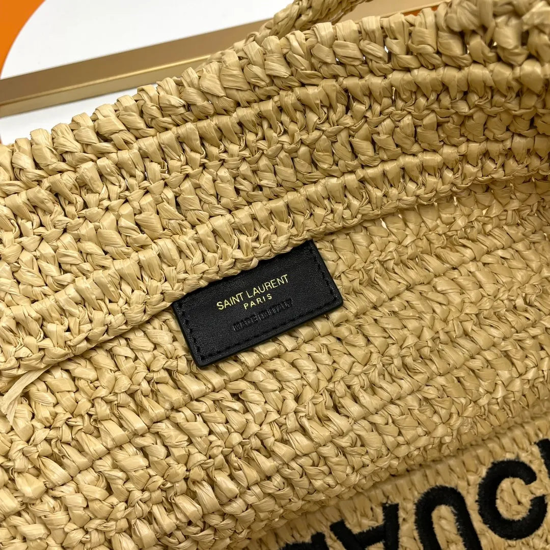 Rive Gauche 15.0 in Raffia Woven Tote Bag 688864