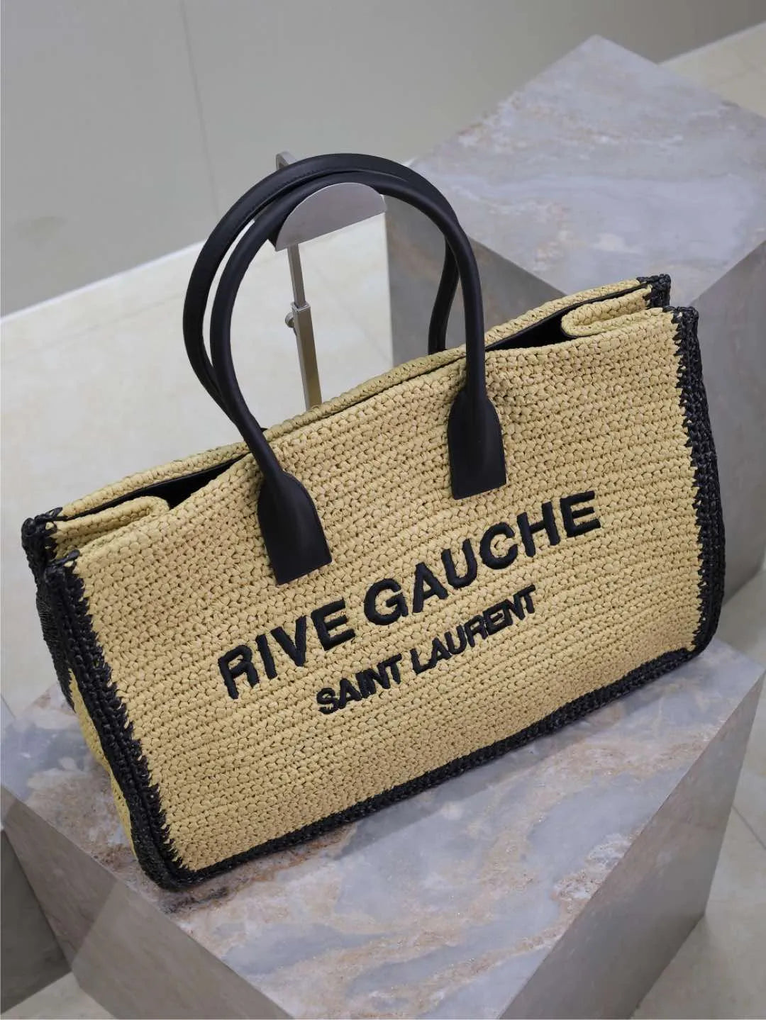 Rive Gauche Raffia 18.9 in Tote Bag 509415
