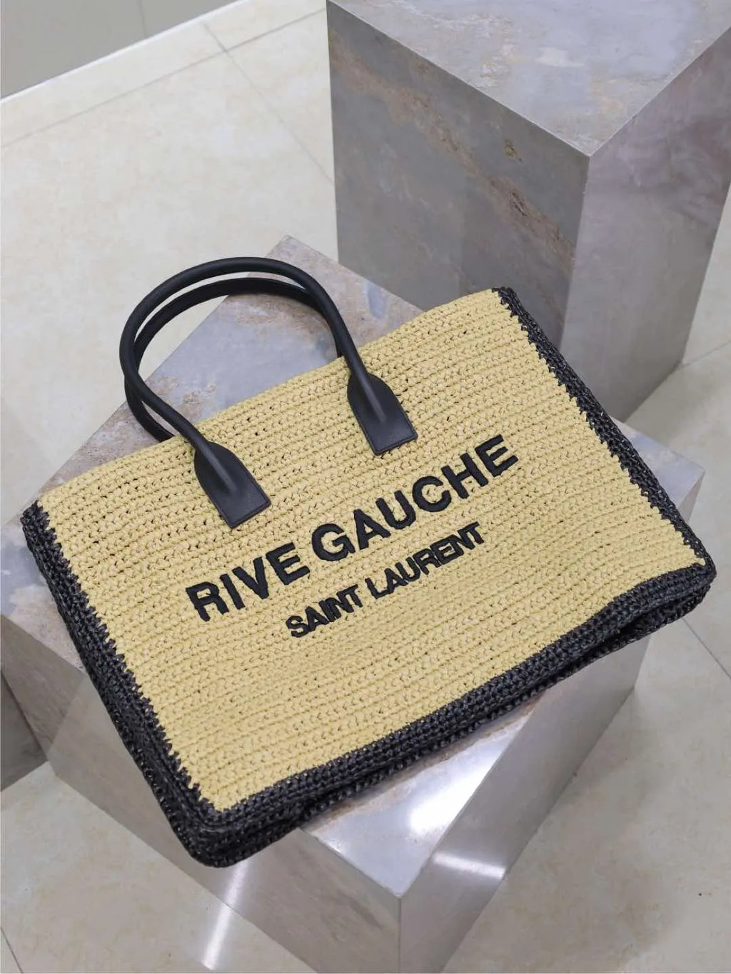 Rive Gauche Raffia 18.9 in Tote Bag 509415