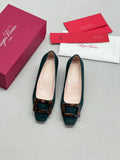 Suede Tortoiseshell Buckle Block Heels 255462