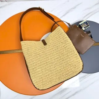 ROSE 11.8 in Woven Raffia Hobo Bag 753837