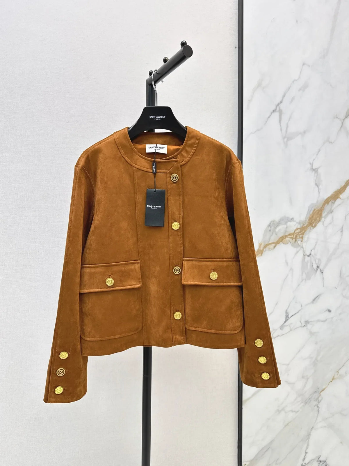 Saint Laurent Women's Faux Suede Crewneck Jacket 26SS 983890370