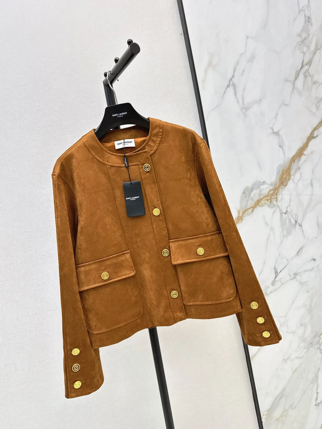 Saint Laurent Women's Faux Suede Crewneck Jacket 26SS 983890370