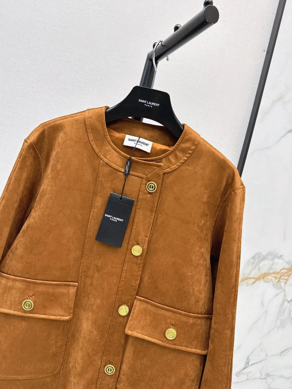 Saint Laurent Women's Faux Suede Crewneck Jacket 26SS 983890370