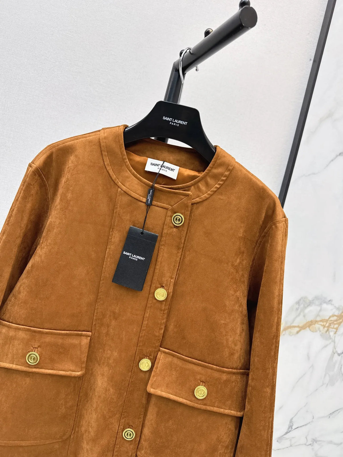 Saint Laurent Women's Faux Suede Crewneck Jacket 26SS 983890370